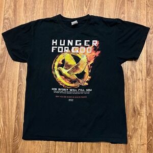 Kerusso Christian Shirt Men Lg Black Hunger For God Graphic